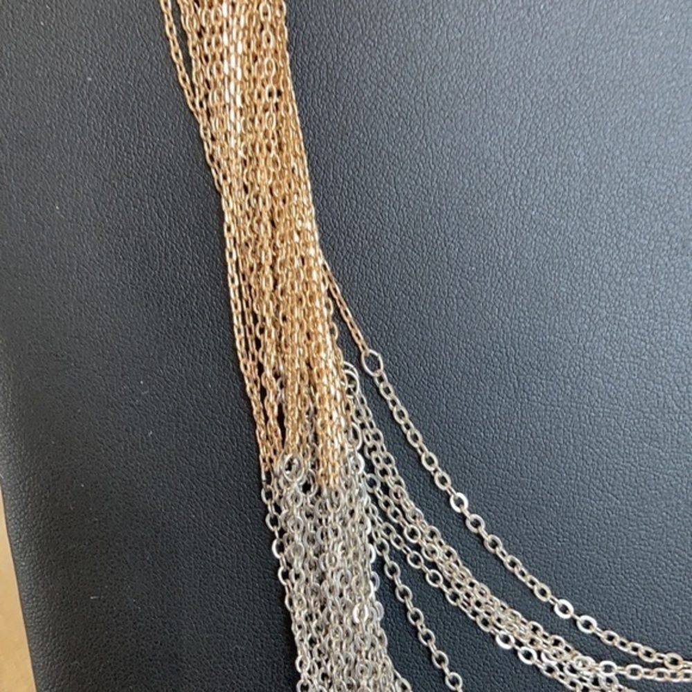 Express Two Tone Chain Wave Statement Necklace - image 2